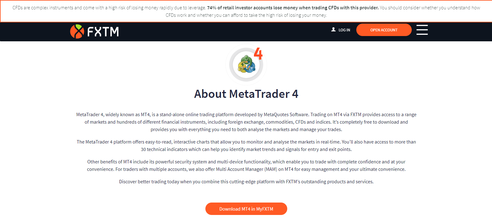 “MetaTrader 4” Download from FXTM